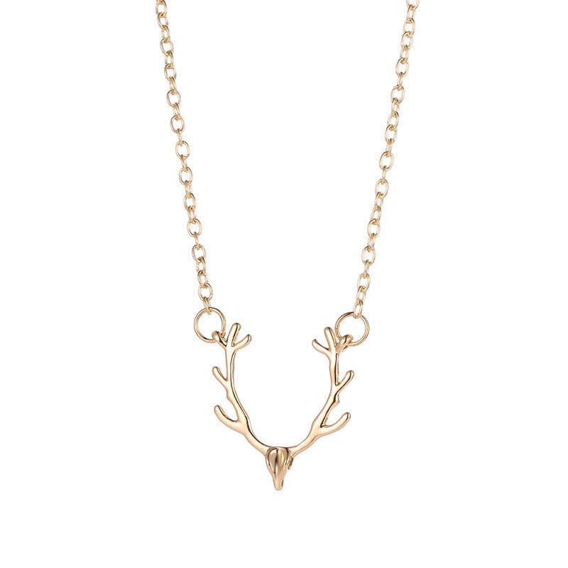 Christmas Small Antlers Deer Head Elk Necklace