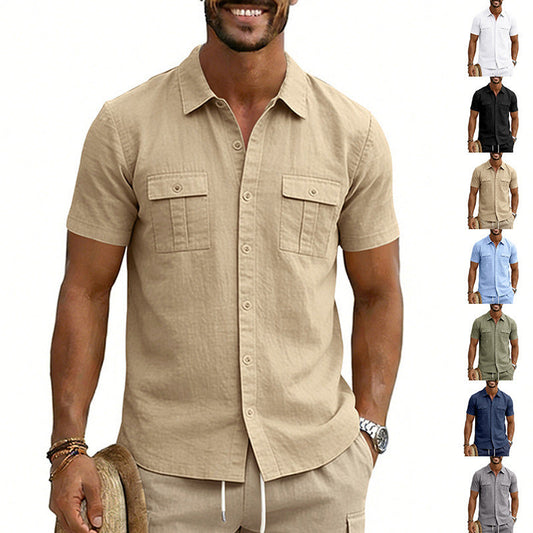 Men's Multi-Pocket Cargo Short-Sleeve Shirt