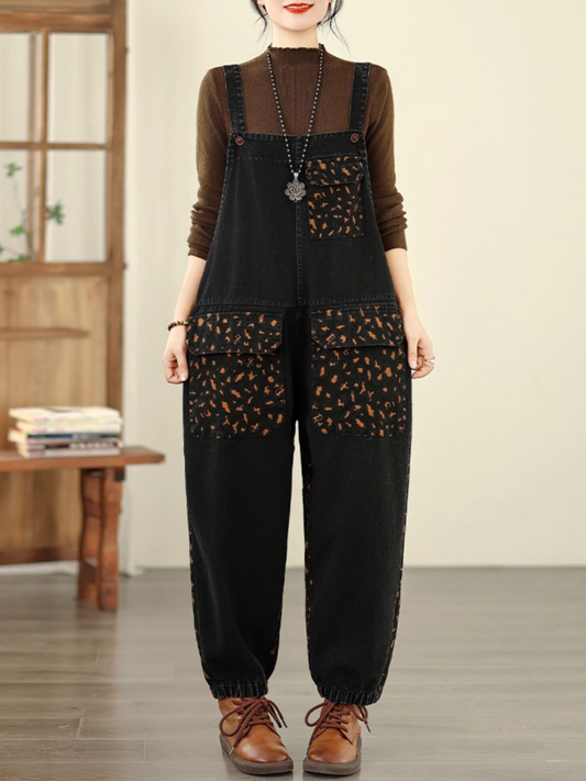 Vintage Women's Cotton Denim Overalls with Elastic hems | Eva Trends