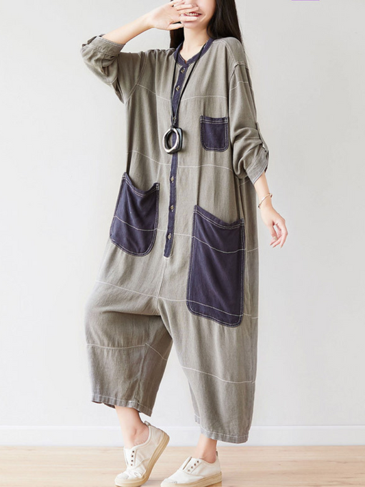 Lightweight Loose Fit Utility Jumpsuit - Cropped Everyday Comfort