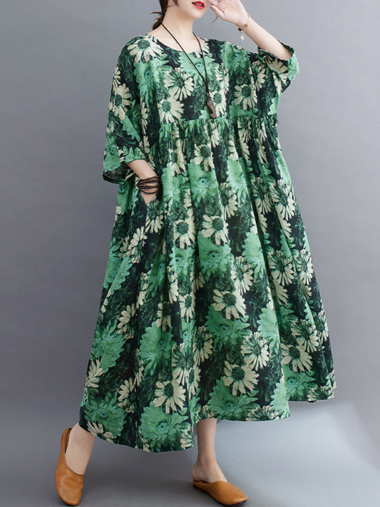 Beauty Queen Women's Round Neck Smock Dress