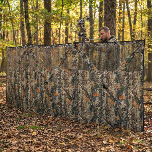 3-Panel Pop-Up Hunting Blind | 176" One-Way See-Through Camo Blind with Storage Pockets