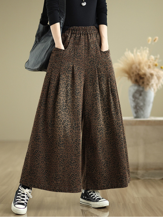 Women's Modern and Functional  Brown Wide Leg Pocket Style Bottom