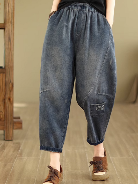 Women's Comfy& Everyday Denium Blue Pocket Style Bottom