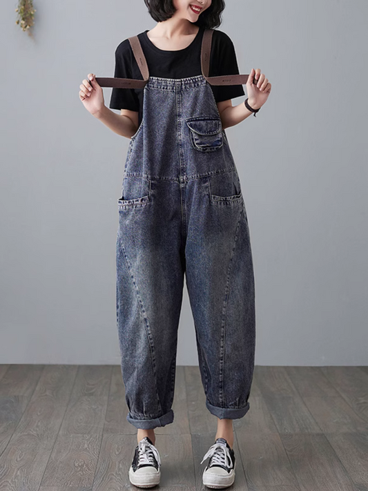 Women's Denim Overalls - Classic Blue Style | Eva Trends