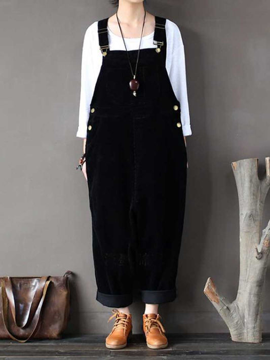 Relaxed Cotton Overalls with Adjustable Straps & Pockets