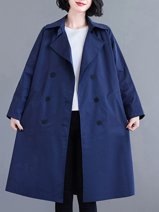 Minimal Acrylic Double-Breasted Women's Trench Coat for Elevated Everyday Style