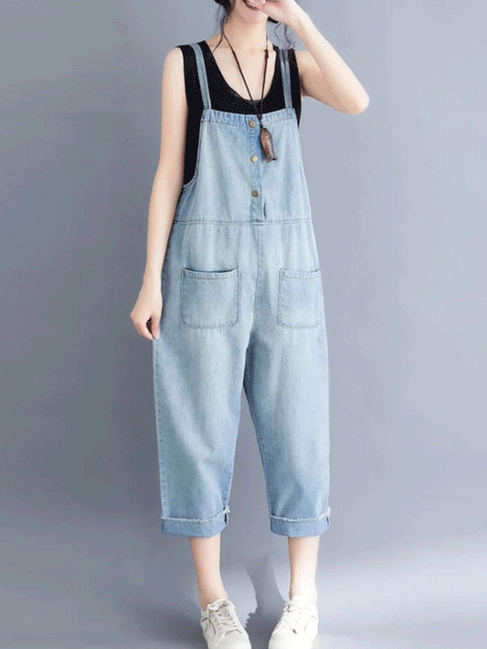 Light Blue Denim Dungaree - Patch Pocket Style
