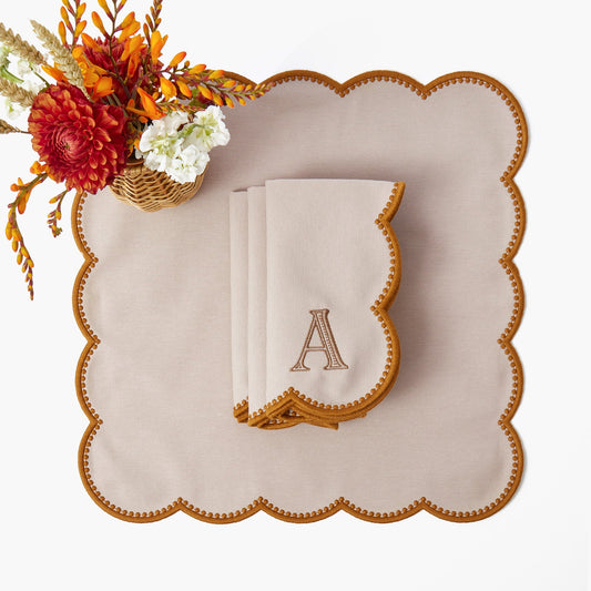 Taupe & Mustard Bettina Napkins (Set of 4)