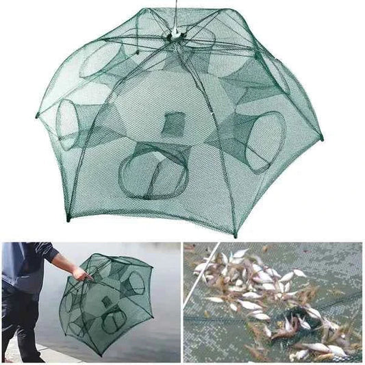 Foldable 6-Sided Fishing Bait Trap Net – 360° Entry, Crab, Shrimp & Minnow