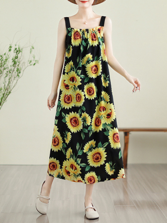 Soft Sunflower Loose Sleeveless Salopette | Eva Trends