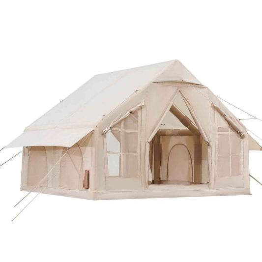 4–6 Person Inflatable Glamping Tent – Easy 15-Min Setup with Hand Pump & Carry Bag | Beige