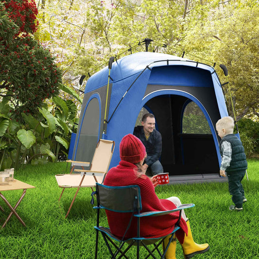 3-4 Person Pop-Up Camping Tent – Automatic Setup, 4 Doors, Water-Resistant