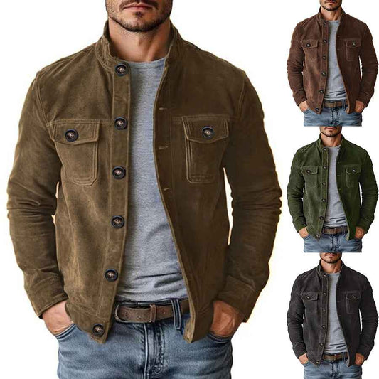 Men's Slim-Fit Faux Suede Jacket – Vintage Casual Outerwear