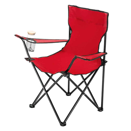 Foldable Camping Chair with Carry Bag – Red, Supports 230 lbs