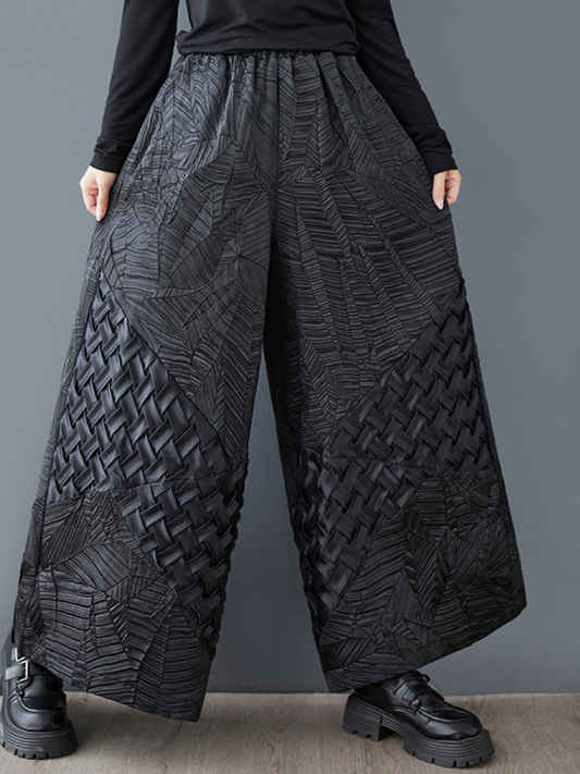 Women's Everyday Wear Stylish A-Line Black Wide Leg Bottom