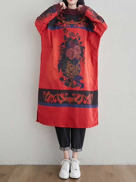 Cozy Women's High Neck Art Sweater Dress | Eva Trends