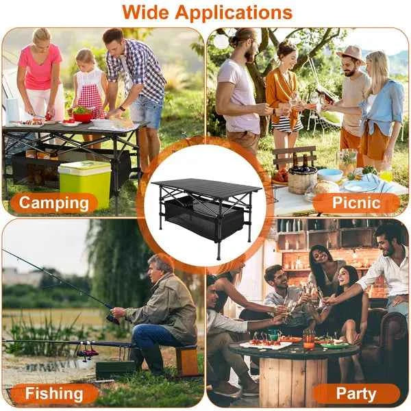Aluminum Roll-Up Camping Table – Lightweight, Portable, Carry Bag Included