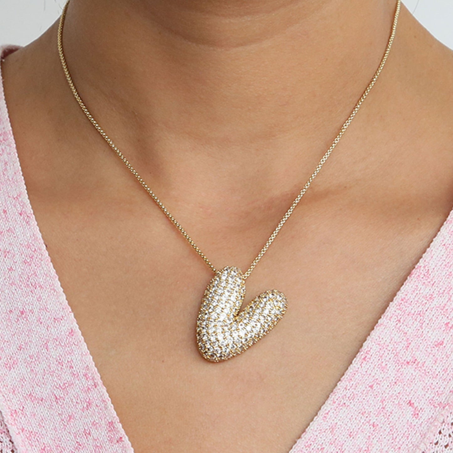 Bubble Initial Diamond Necklace