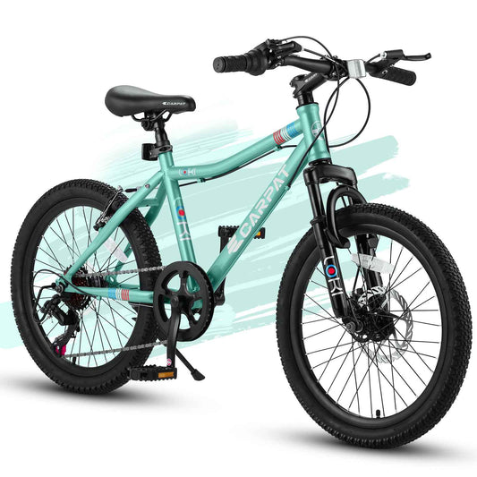 20" Kids Mountain Bike | Ages 6-12 | 7-Speed Shimano, Disc Brake & Front Suspension