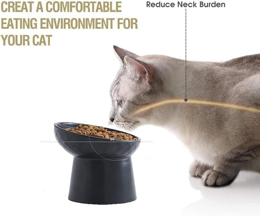Ceramic Raised Cat Bowls Elevated Porcelain Pet Feeder Dish For Cats And Small Dogs Stress-Free Tilted Pet Food And Water Bowls Set Dishwasher And Microwave Safe