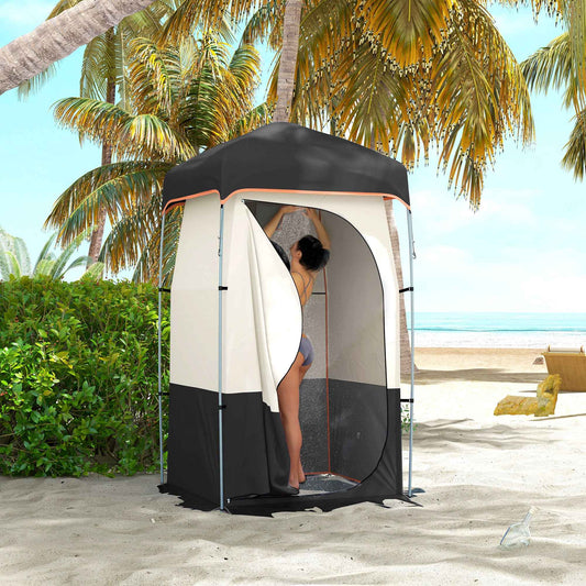 Camping Shower Tent with Solar Shower Bag & Removable Floor