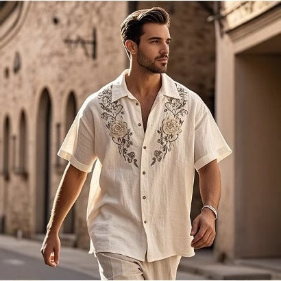Men's Retro Animal Print Short-Sleeve Shirt