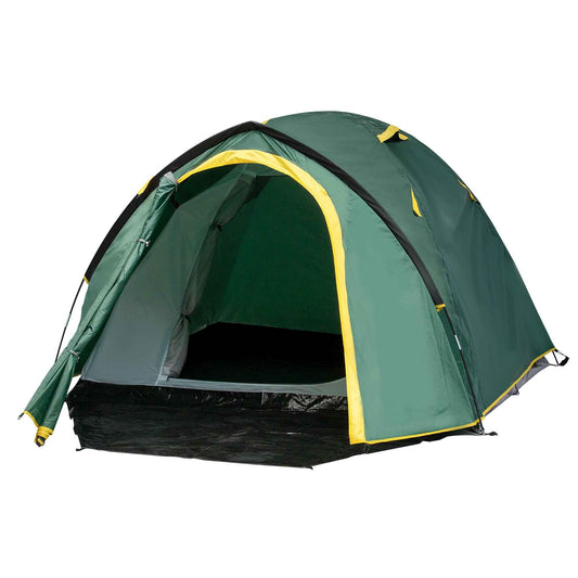2-Person Dome Camping Tent – Waterproof with Front Vestibule, Large Windows & Carry Bag | Green & Yellow