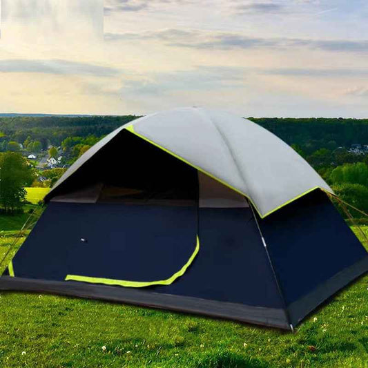 3–5 Person Darkroom Camping Tent – Black-Coated Double-Layer with 2000–3000mm Waterproof | Blue