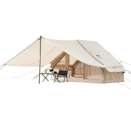 3–5 Person Inflatable Glamping Tent with Canopy – 4-Season 300D Oxford Tent with Stove Jack & AC Port