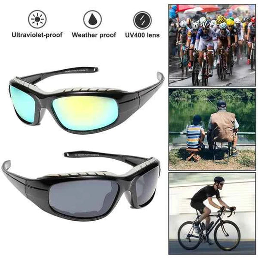 2-Pack Motorcycle Riding Glasses | UV400, Wind Resistant, Foam Padded
