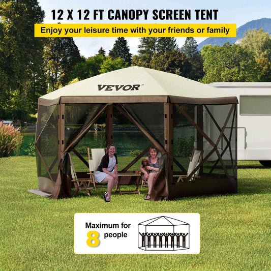 6-Sided Pop-Up Gazebo Screen Tent | Mesh Canopy Shelter for Camping & Backyard