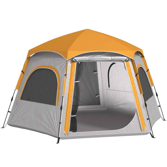 Instant Pop-Up Camping Tent – 4 Person Waterproof Dome Tent with Vestibule & Rainfly | Light Grey