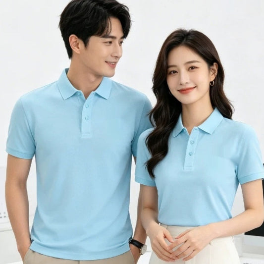 Unisex Solid Color Short-Sleeve Polo Shirt