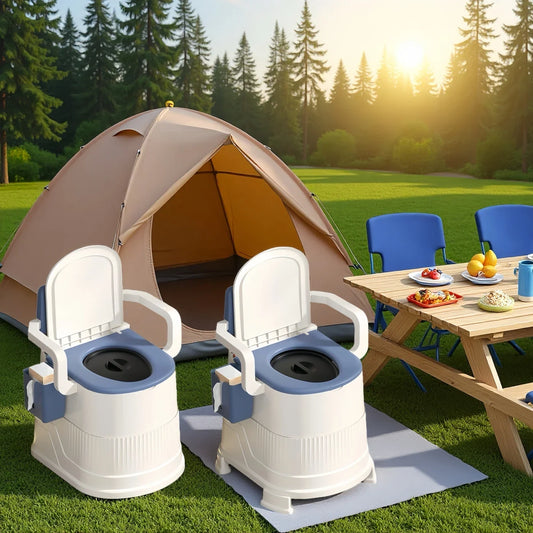 Portable Travel Toilet Chair for Adults Odor-proof, Easy-to-Clean Sanitary Camping Toilet