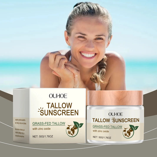 Ouhoe 50g Beef Tallow Sunscreen Uv Isolation Protect Oil Control Soothe Sunburn Moisturize Face Summer Refreshing Care Sunblock