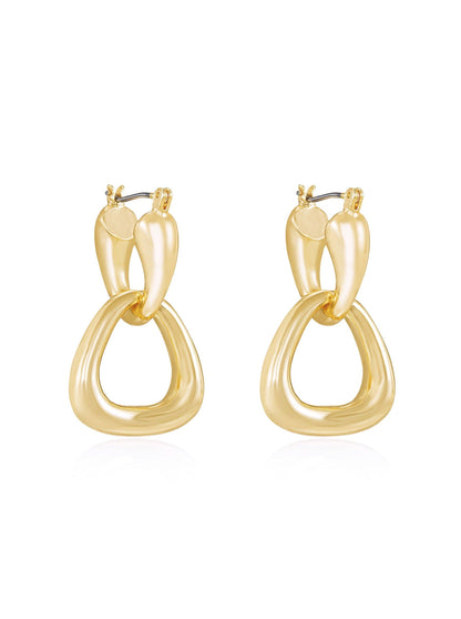 18K Baby Double Dangle Hoop Gold Plated Earrings