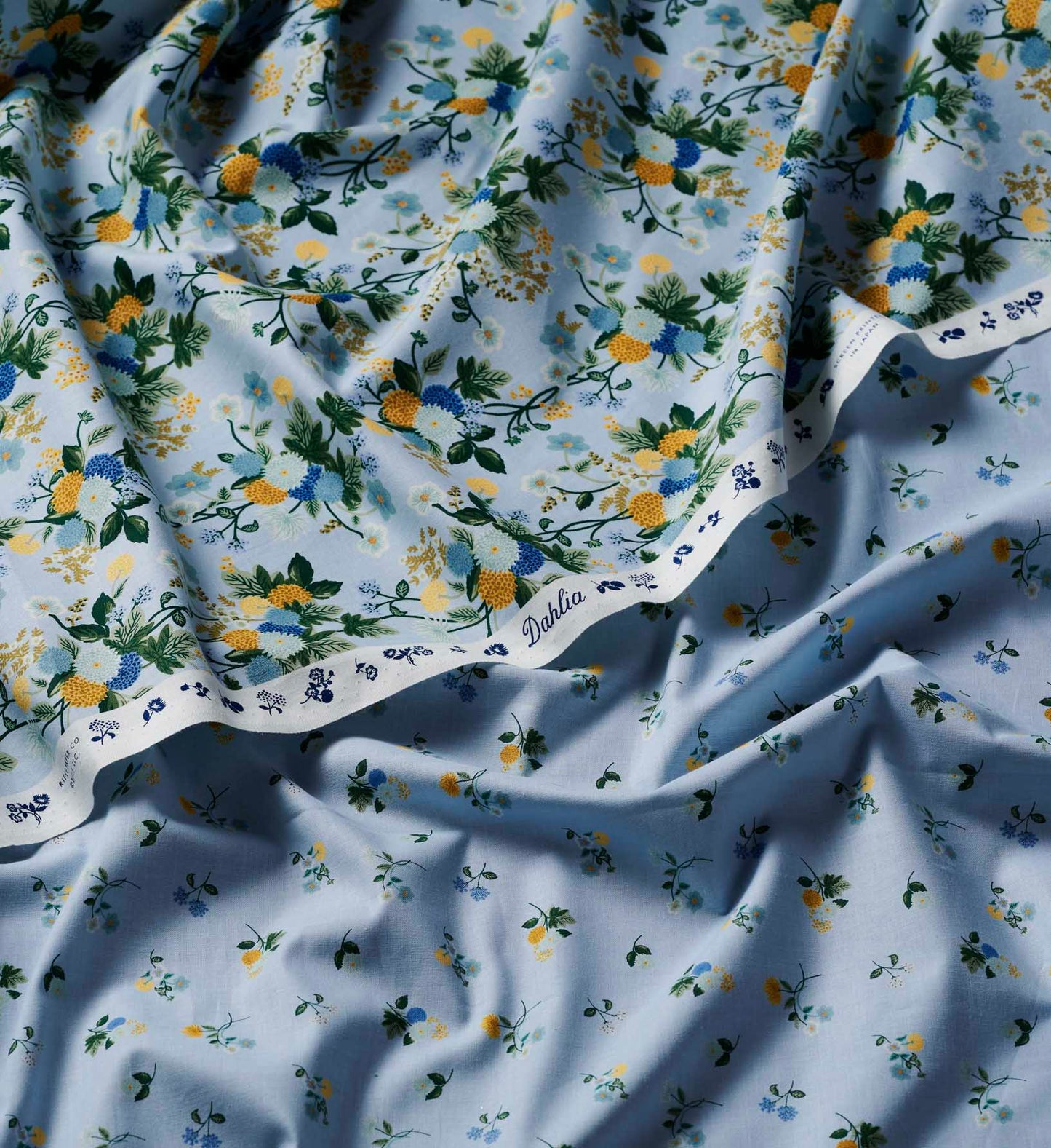 Dahlia Rayon Fabric - Blue