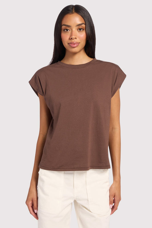 Soft Cotton Muscle Tee | Coffee