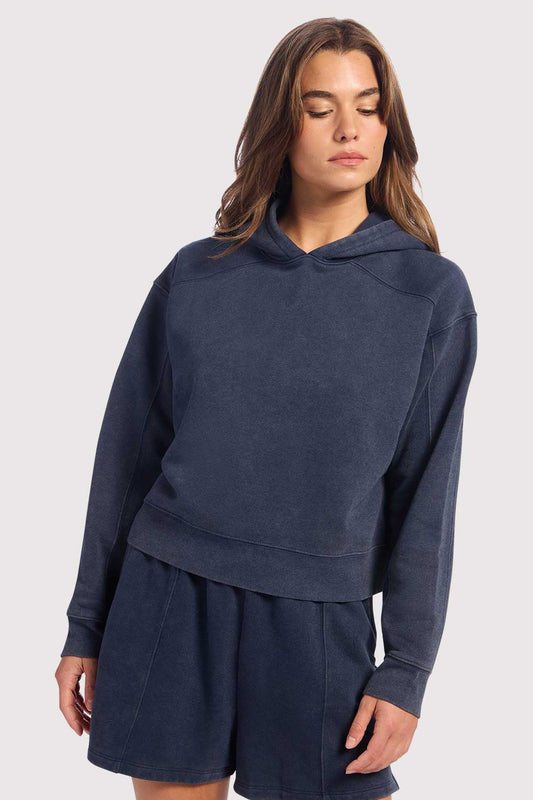 Vintage Fleece Cropped Hoodie | Washed Navy