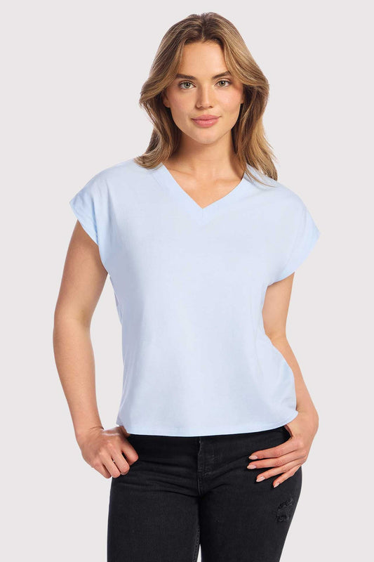 Soft Cotton V-Neck Muscle Tee | Cloud