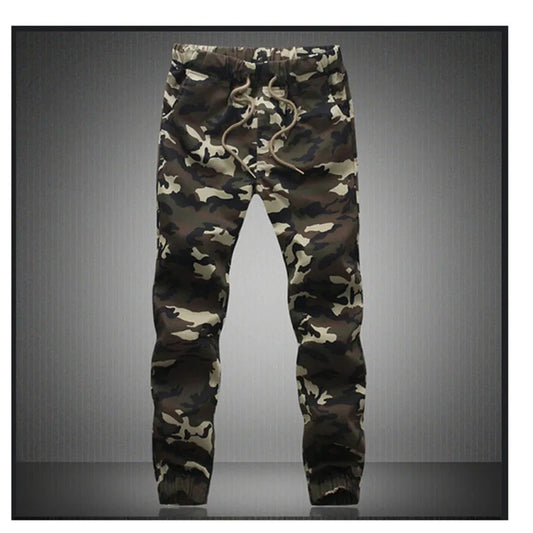 Men's Camo Jogger Cargo Pants – Cotton, Drawstring, Loose Fit, 4 Colors, M-5XL