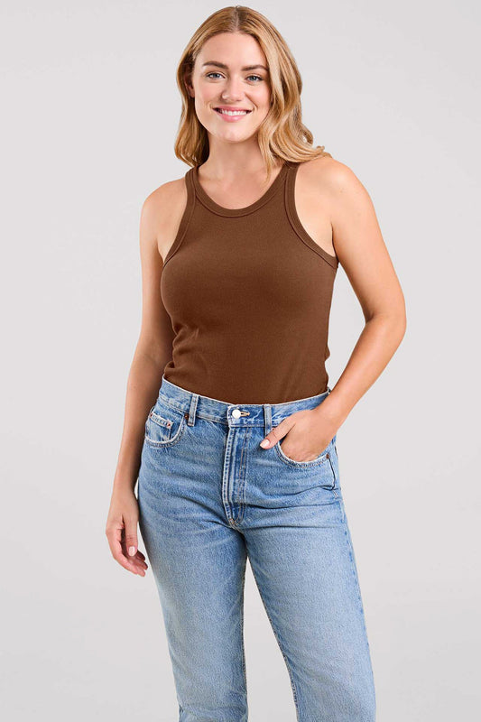 Essential Rib Tank Top | Chocolate