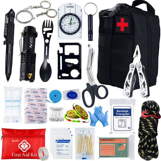 Survival First Aid Kit – Full Outdoor Emergency Trauma Bag for Camping & Hiking