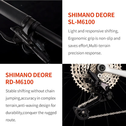 SAVA Men's Carbon Fiber Mountain Bike 12-Speed Adult MTB Bicycle Frame 27.5/29 Inch Shimano M6100 Components