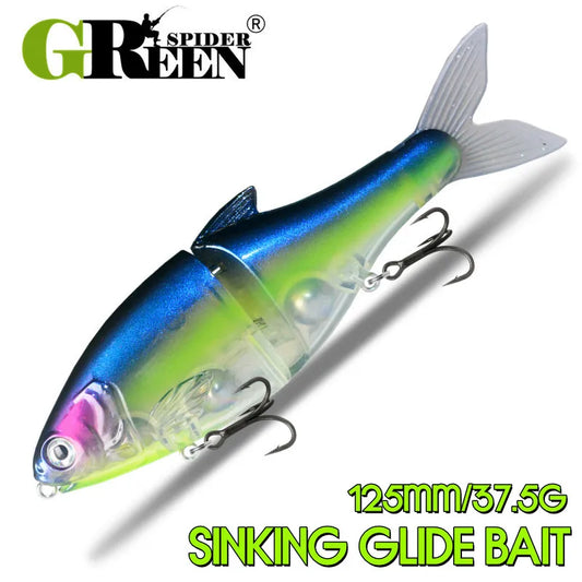 Jointed Glide Bait Swimbait – 125mm 37.5g Sinking Hard Lure with Treble Hooks, 7 Colors