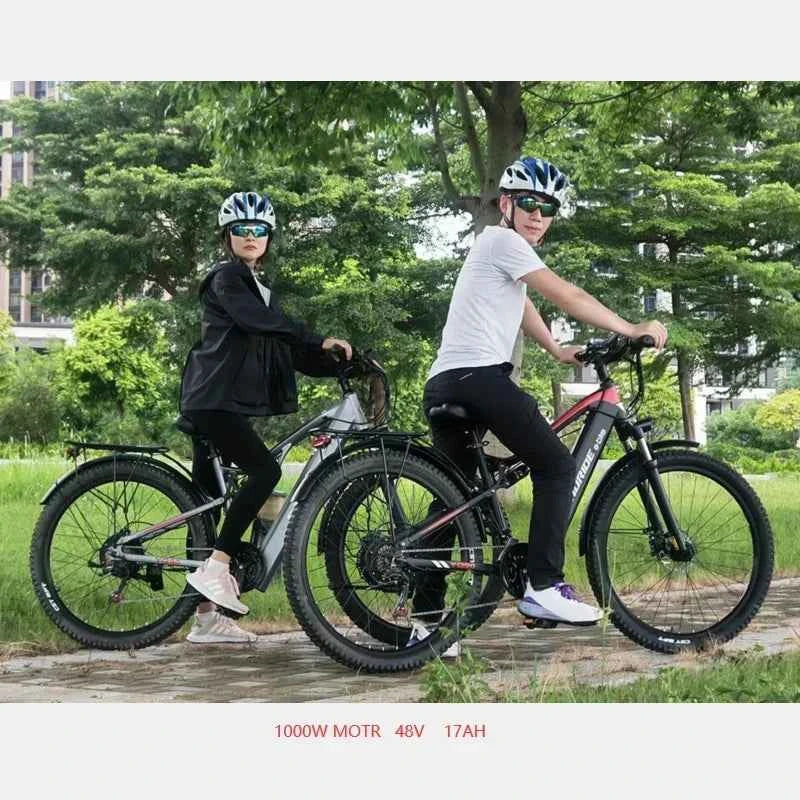 Electric Bicycle RANDRIDE YG90 1000W 48V17AH Hydraulic Brake E-bike with Full Suspension  21 Gears Shift Free Rack Electric bike