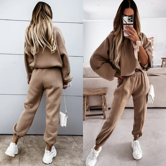 Women's Hoodie Tracksuit Jogging Set – Long Sleeve Sweatshirt & Jogger Pants, Sizes S–XL