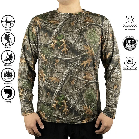Men's Camouflage Long Sleeve Fishing Shirt – Casual Outdoor Sportswear