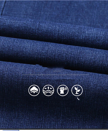 New Men Light Luxury Stretch Slim Fit Pants Comfortable Soft Business Fashion Straight Casual Denim Trousers Male Brand Clothing